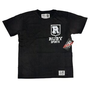 Roots of Fight Ruby Sports Graphic T-Shirt Mens Large Sun Faded Black Cotton NWT